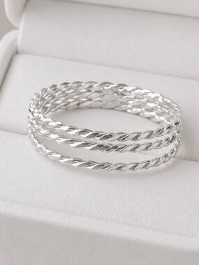 Taxco 925 Sterling Silver Ring size 8 rope three band ring